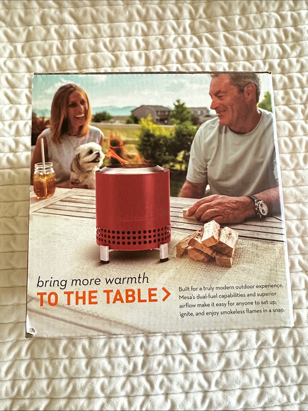 Red Portable Tabletop Fire Pit - Smokeless Design